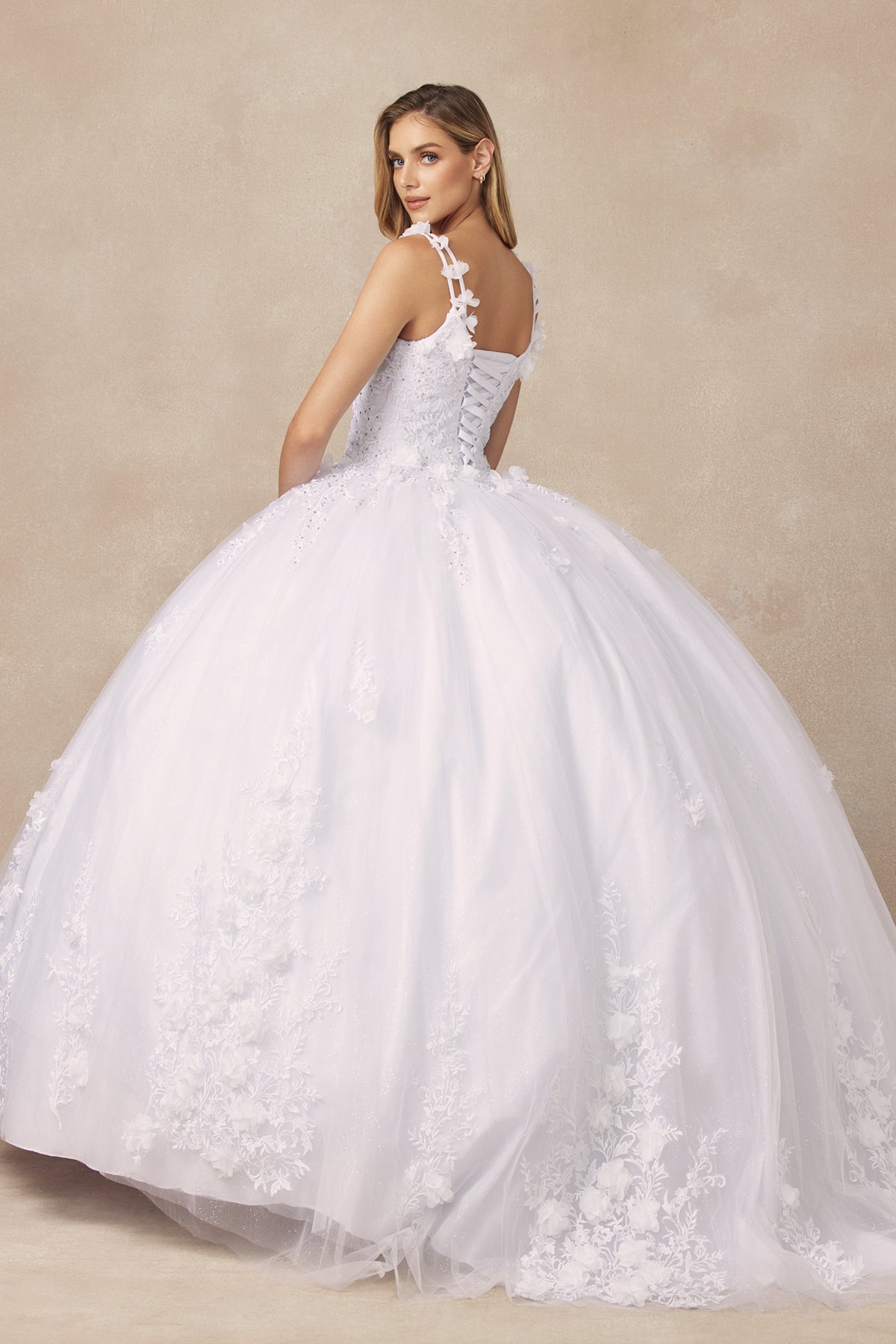 Juliet Floral Applique Quinceanera Ball Gown with 3D Flowers Juliet