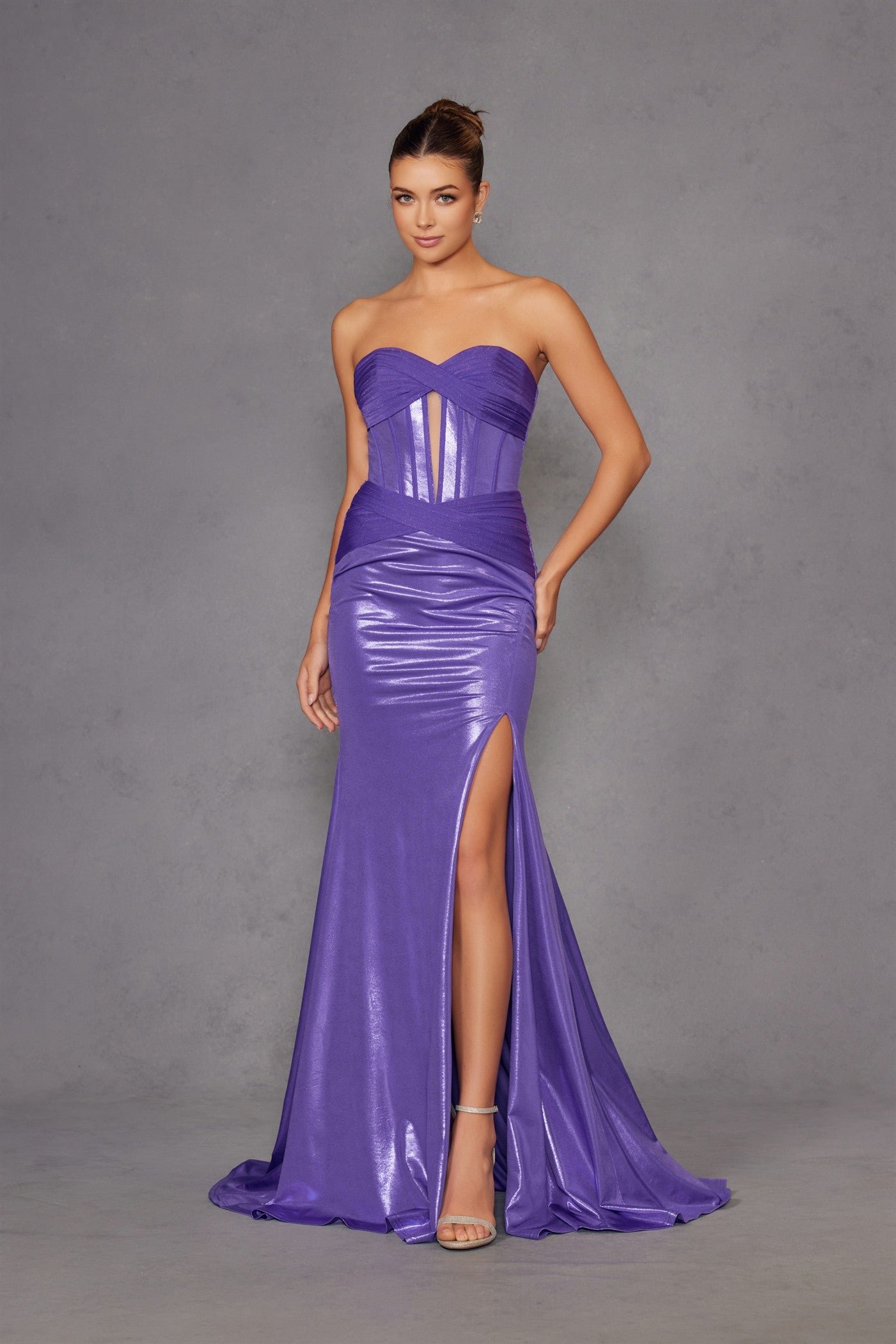 Juliet Strapless Elegant Sweetheart Neckline Luxurious Metallic Fabric Gown - JT2578H Juliet