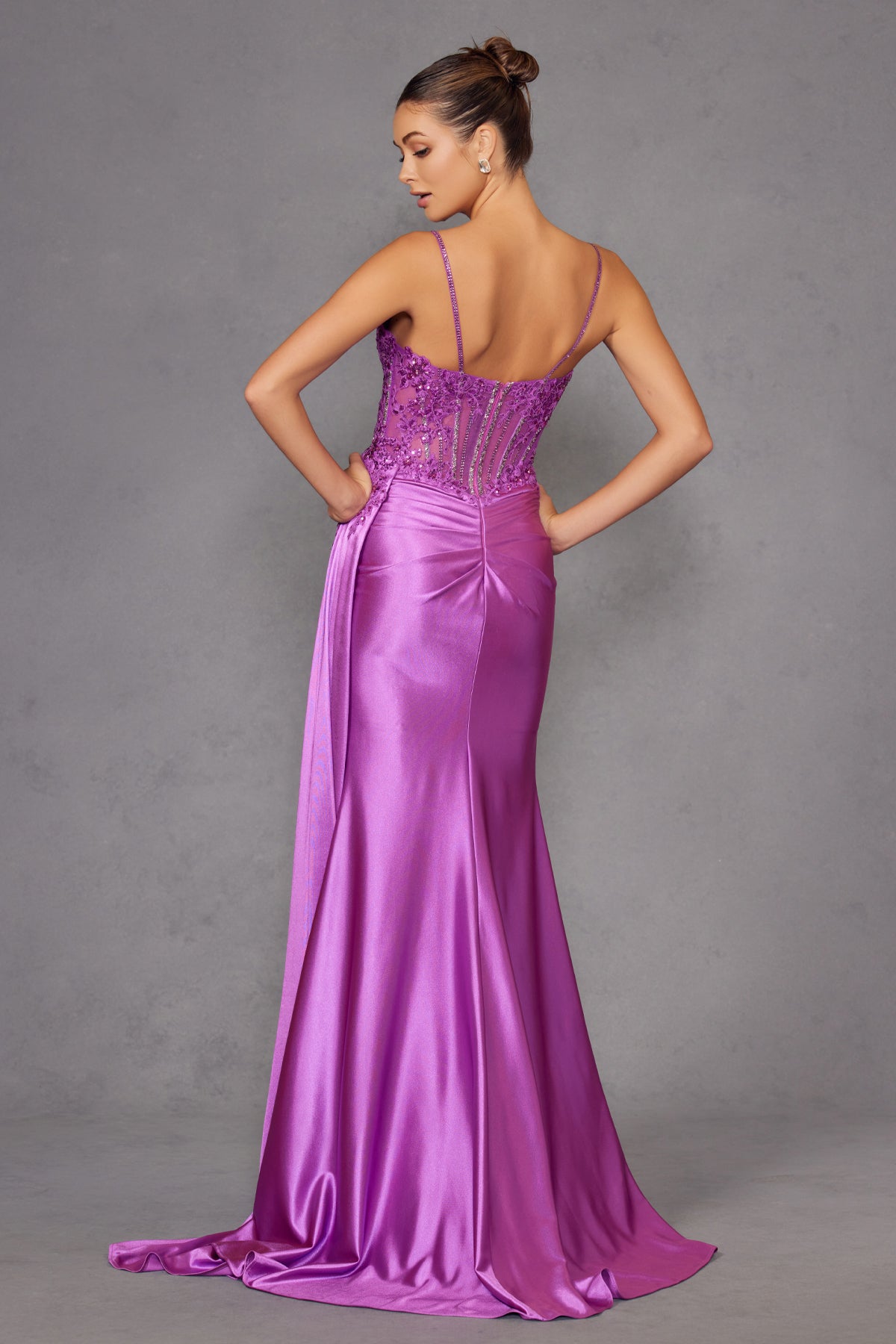 Juliet Spaghetti Strap Sweetheart Neckline Sequin High Slit Evening Gown - JT2535K Juliet