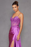 Juliet Spaghetti Strap Sweetheart Neckline Sequin High Slit Evening Gown - JT2535K Juliet