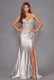 Juliet Spaghetti Strap Sweetheart Neckline Sequin High Slit Evening Gown - JT2535K Juliet