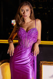 Juliet Spaghetti Strap Sweetheart Neckline Sequin High Slit Evening Gown - JT2535K Juliet