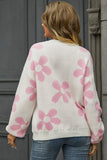 Angel Wings Floral Print Round Neck Dropped Shoulder Pullover Sweater Trendsi