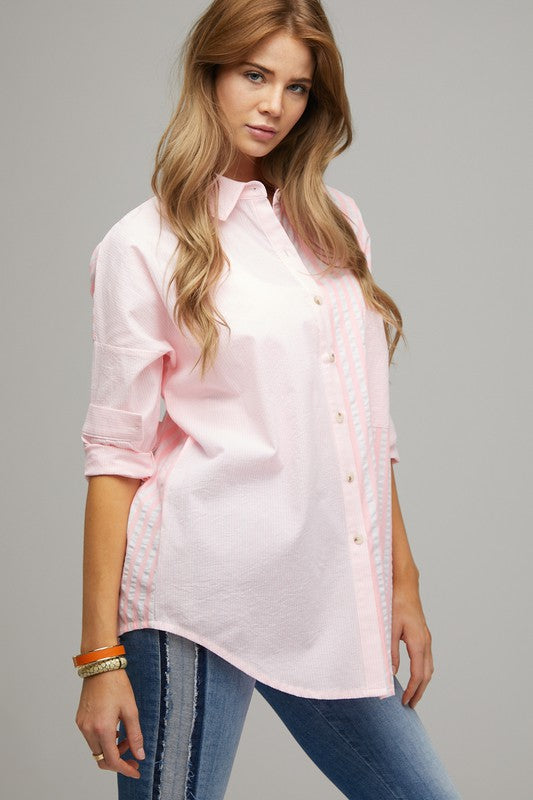 Stripe Button Down Long Sleeve Shirt Davi & Dani