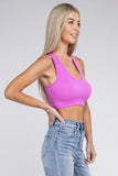 Zenana Sporty Ribbed Cropped Racerback V-Neck Sleeveless Tank Top