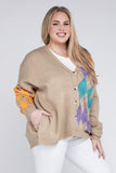 Plus V Neck Button Front Cardigan Davi & Dani