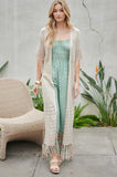 Solid Long Cardigan With Fringe Davi & Dani