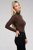 Long-Sleeve Turtleneck Bodysuit Ambiance Apparel