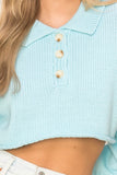 Flirtatious Collared Crop Sweater Top HYFVE