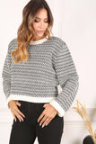 Herringbone Pattern Crew Neck Sweater Lilou