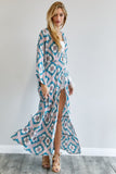 Printed Long Sleeve Loose Kimono Davi & Dani