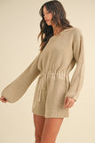 MABLE Round Neck Long Sleeve Sweater Romper Trendsi