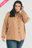 Plus Distressed hem button down oversize shirt Davi & Dani