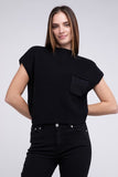 Mock Neck Short Sleeve Cropped Sweater ZENANA