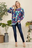 Celeste Full Size Side Slit Flower Print Long Sleeve Top Trendsi