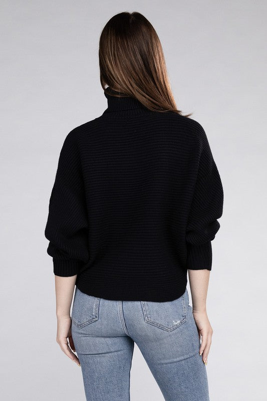 Viscose Dolman Sleeve Turtleneck Sweater ZENANA