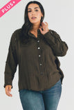 Plus Distressed hem button down oversize shirt Davi & Dani