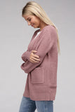 Low Gauge Waffle Open Cardigan Sweater ZENANA