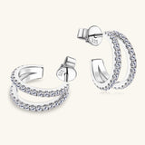 Moissanite 925 Sterling Silver C-Hoop Earrings - Rosa Apparel