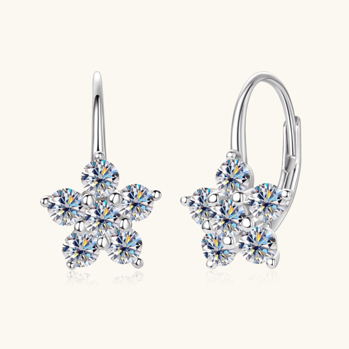 1.2 Carat 925 Sterling Silver Moissanite Flower Huggie Earrings - Rosa Apparel