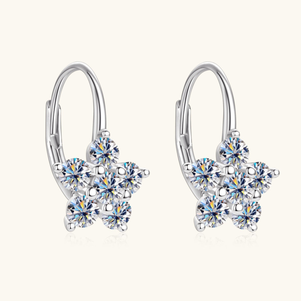 1.2 Carat 925 Sterling Silver Moissanite Flower Huggie Earrings - Rosa Apparel