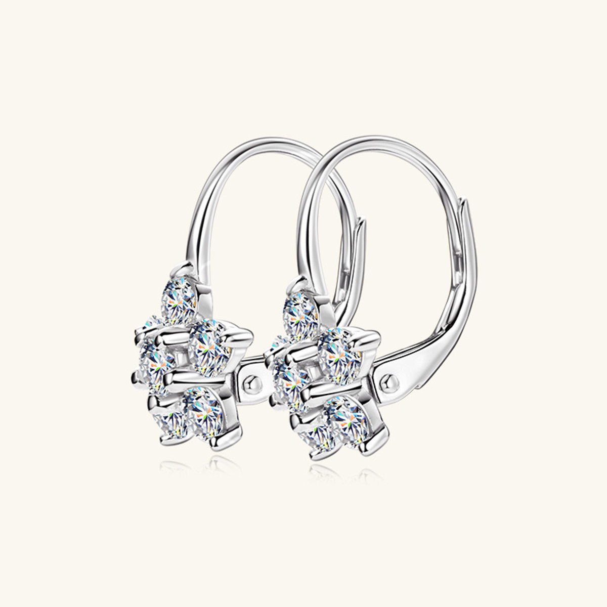 1.2 Carat 925 Sterling Silver Moissanite Flower Huggie Earrings - Rosa Apparel