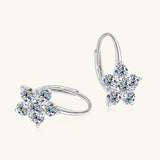 1.2 Carat 925 Sterling Silver Moissanite Flower Huggie Earrings - Rosa Apparel