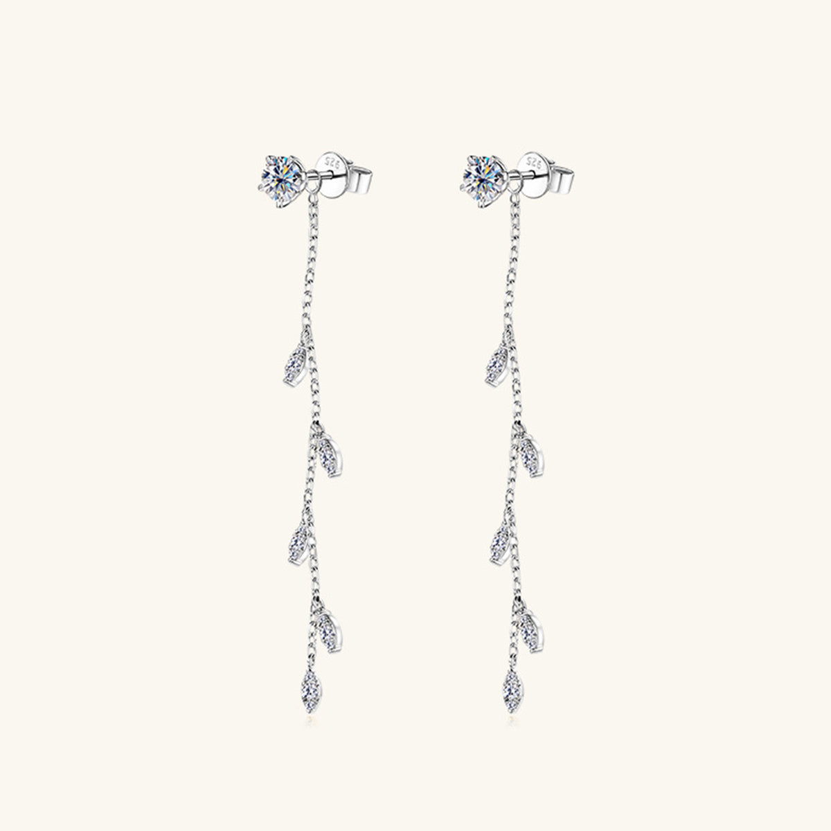 1.38 Carat Moissanite 925 Sterling Silver Leaf Earrings - Rosa Apparel