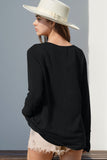 Double Take Full Size Notched Thumbhole Long Sleeve T-Shirt Trendsi