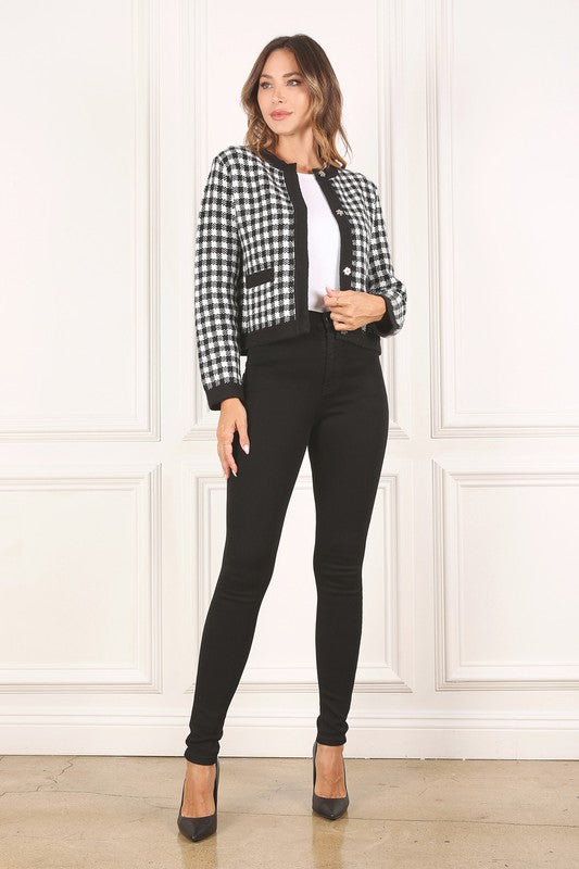 Black check knitted jacket Lilou