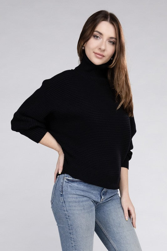 Viscose Dolman Sleeve Turtleneck Sweater ZENANA