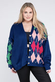 Plus V Neck Button Front Cardigan Davi & Dani