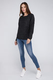 Ribbed Brushed Melange Hacci Sweater with a Pocket ZENANA