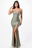 Back lace up mermaid dress with waist shirring LA SCALA