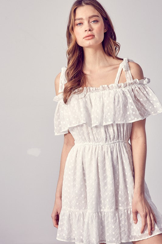 Cold Shoulder Ruffle Dress - Rosa Apparel