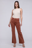 Zenana Acid Washed Frayed Cutoff Hem Straight Wide Jeans Pants ZENANA