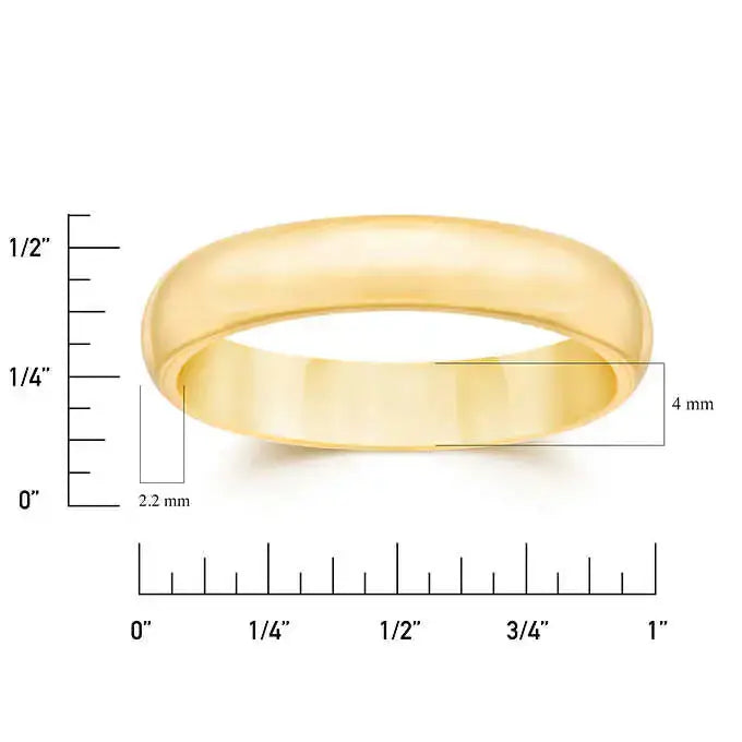 14K Solid Gold 4mm Unisex Wedding Ring - Rosa Apparel