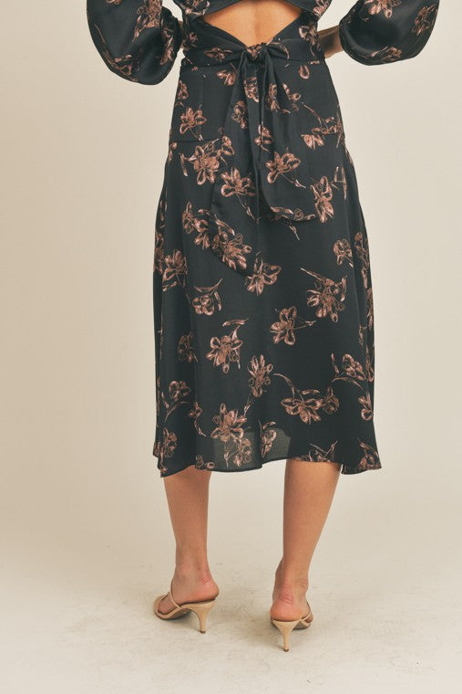 Side Slit Floral Print Skirt Lush Clothing