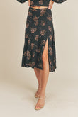 Side Slit Floral Print Skirt Lush Clothing