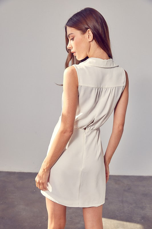 Collared Side Button Dress - Rosa Apparel