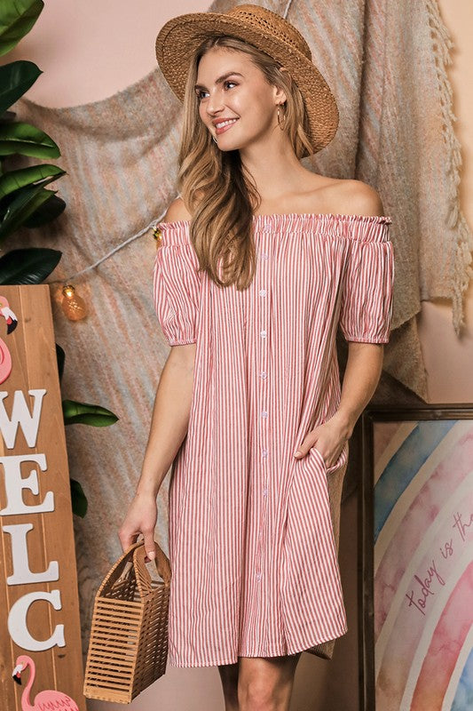 Ninexis Chic Off The Shoulder Relaxed Short Sleeves Mini Dress