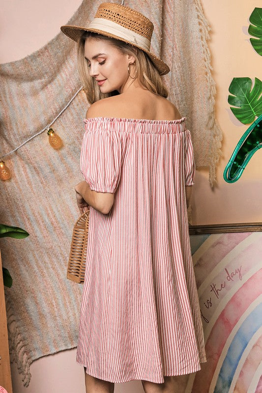 Ninexis Chic Off The Shoulder Relaxed Short Sleeves Mini Dress