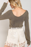 Studded Ribbed V-Neck Top POL