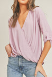 Tab Sleeve Surplice Top Lush Clothing