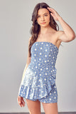 Do + Be Casual Eyelet Ruffle Strapless Sleeveless Short Romper Do + Be Collection