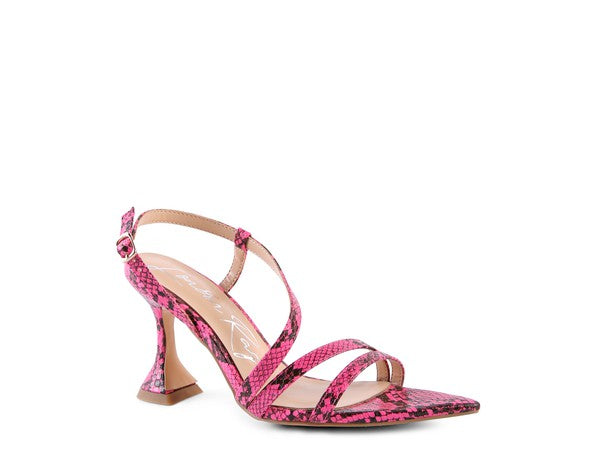 CHERRY TART Snake Print Spool Heel Sandals - Rosa Apparel