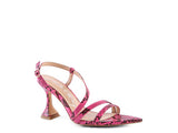 CHERRY TART Snake Print Spool Heel Sandals - Rosa Apparel