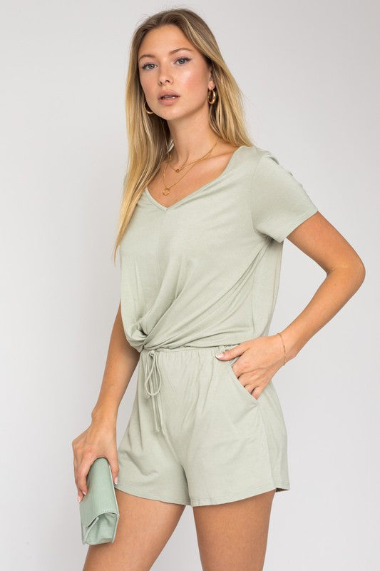 Gilli S/S V-Neck Front Overlap Romper Gilli