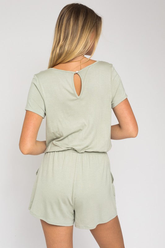 Gilli S/S V-Neck Front Overlap Romper Gilli