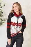 Double Take Full Size Christmas Drawstring Long Sleeve Hoodie Trendsi